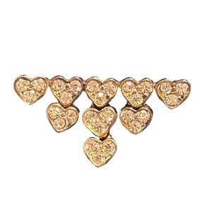 Beautiful Heart Dangle Brooch 1.75” x 1” Gold Toned With Clear Stones